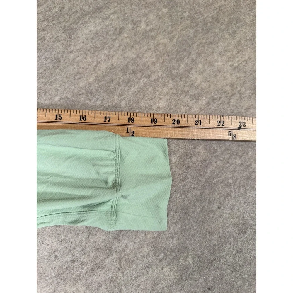 Lululemon Shirt Womens 10 Green Cropped Long Sleeve Crew Mesh Yoga Athletic Top